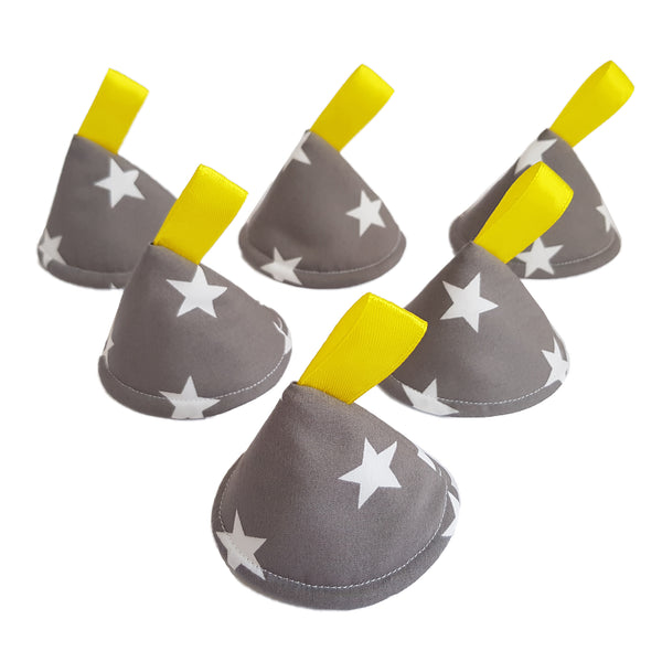 Stars Pee Pee Teepees. Grey, White & Yellow.