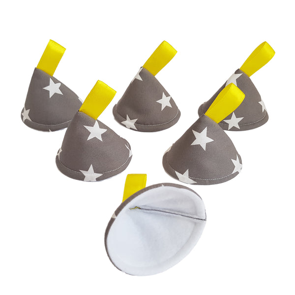 Stars Pee Pee Teepees. Grey, White & Yellow.